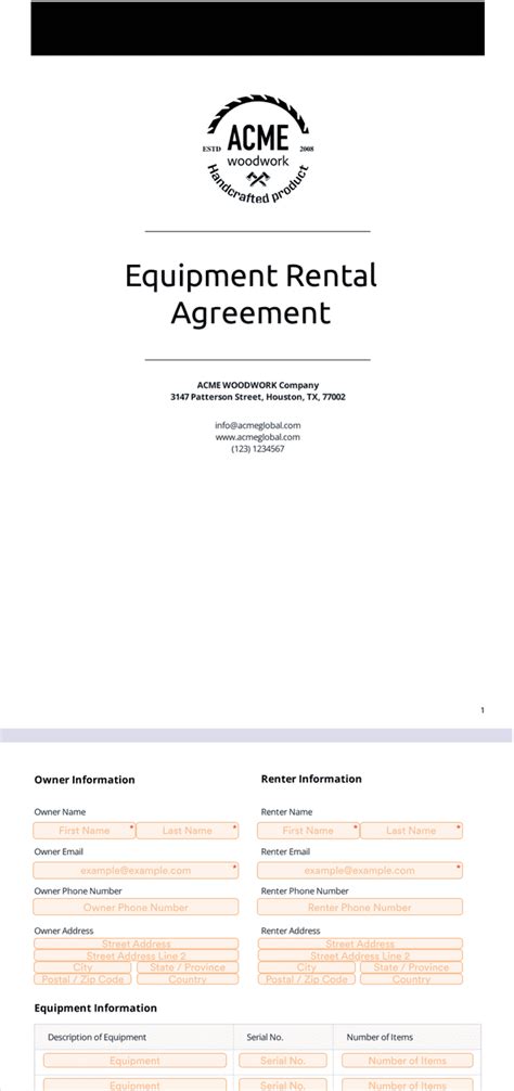 Equipment Rental Agreement Template Sign Templates Jotform