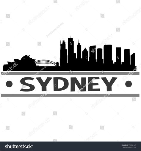 Sydney Skyline Silhouette Cityscape Vector Famous Stock Vector Royalty