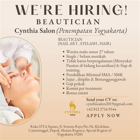 Lowongan Kerja Beautician Di Cynthia Salon Lokerjogja Id