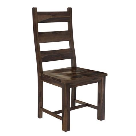 Modern Pioneer Rustic Solid Wood Ladder Back Dining Chair