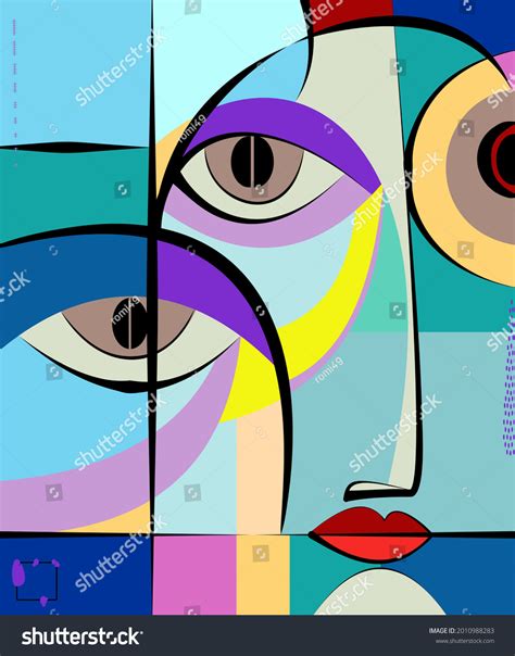 Colorful Background Cubism Art Styleabstracts Portraits Stock Vector ...