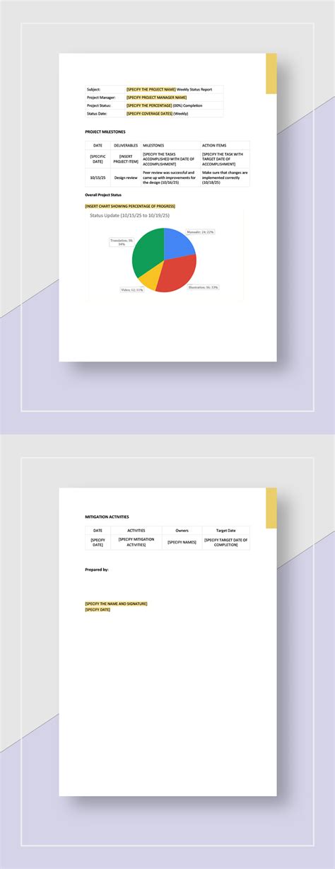 Weekly Project Activity Report Template - Google Docs, Word | Template.net