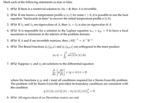 Solved Mark Each Of The Following Statements As True Or Chegg