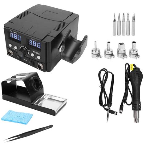 3 In1 Soldering Iron Rework Station SMD 8582D Hot Air Gun Solder Welder 4 Nozzle Walmart