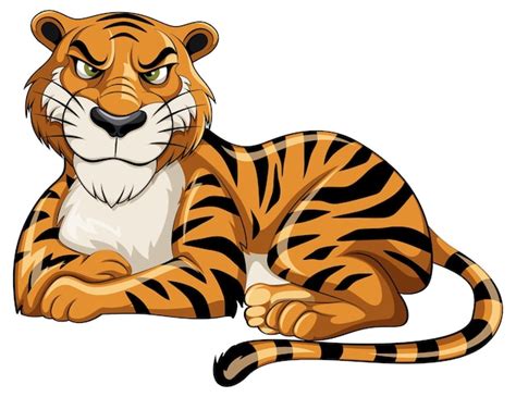 Premium Vector Tiger Lying Cartoon Character