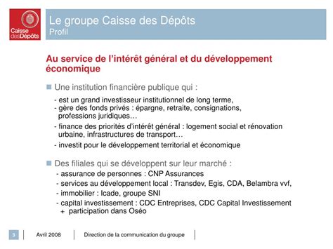 PPT Présentation de la Caisse des Dépôts PowerPoint Presentation