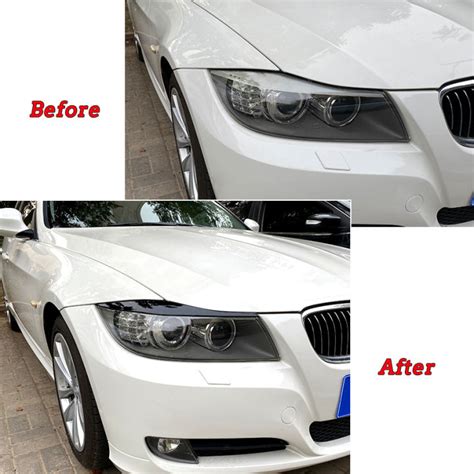 สำหรับ Bmw 3 Series E90 E91 2ชิ้น Abs สีดำเงาไฟหน้าคิ้วเปลือกตา2005 2006 2007 2008 2009 2010