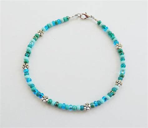 Seed Bead Ankle Bracelet Turquoise And Aqua By Debsturquoisezebra 10