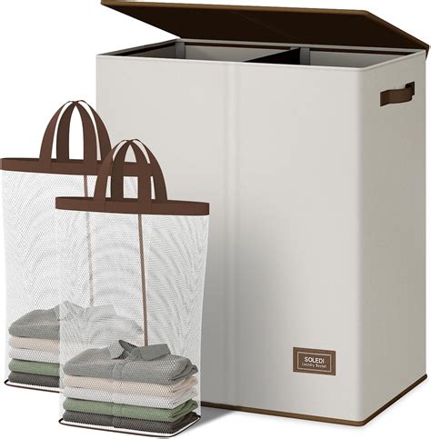 SOLEDI 145L Laundry Basket With Lid And Removable Bags Large Laundry