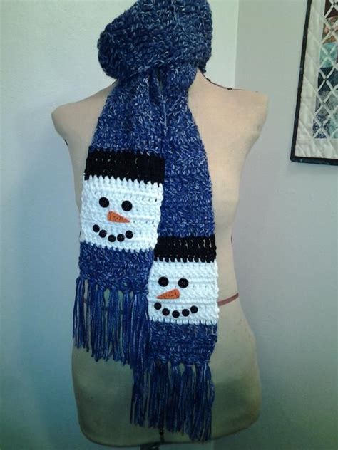 Snowman Scarf Snowman Scarf Pattern Christmas Crochet Scarf Crochet