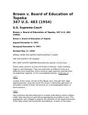 Brown V Board Of Education Docx Brown V Board Of Education Of Topeka