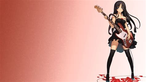 Black Haired Female Anime Character Holding Guitar Illustration HD