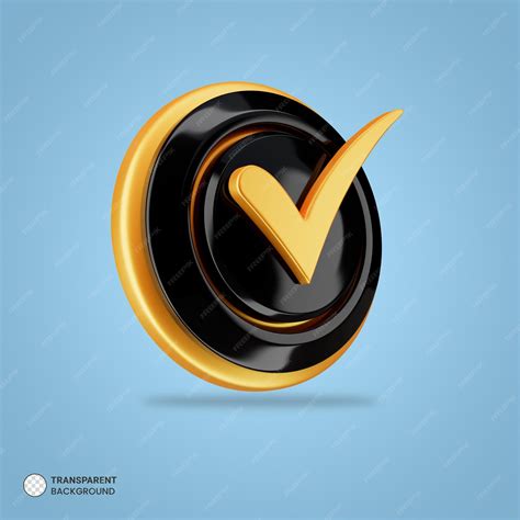 Premium Psd Golden Check Mark Symbol Icon 3d Render Illustration