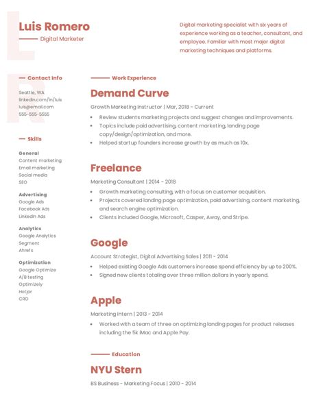 Linkedin Resume Template Word