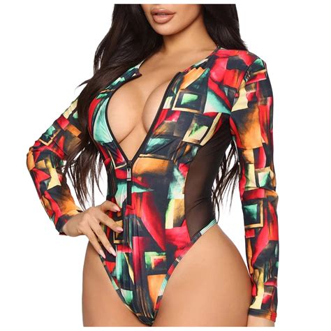 Verpetridure Women Sexy Rash Guard Long Sleeve One Piece Swimsuits