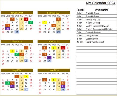 Yearly Event Calendar Template Toni Agretha