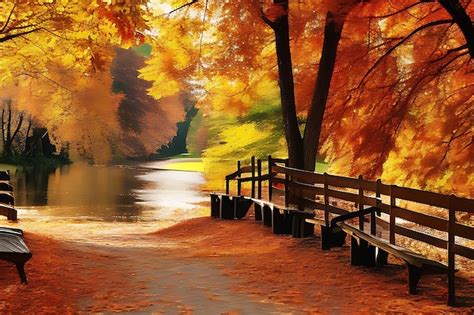 Premium AI Image | Beautiful park in autumn