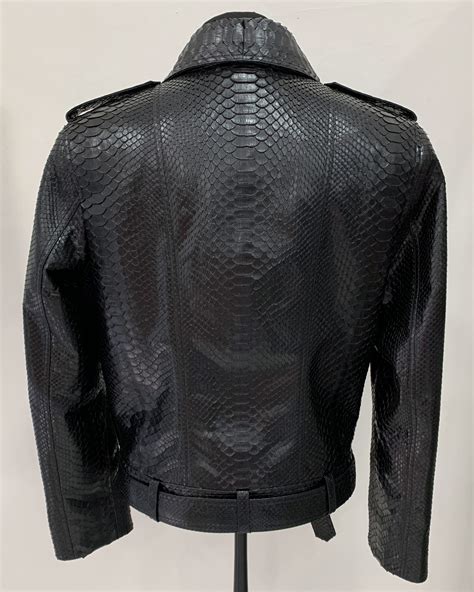 Black Python Leather Biker Jacket - Leather Guys: Luxury Leather Jackets