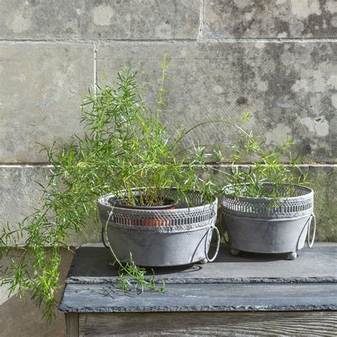 Ornate Zinc Planter With Handles Large Shallow Grand Illusions