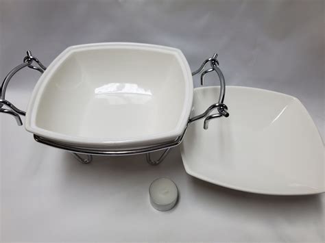 White Decorative Ceramic Chafing Dish With Lid on a Stand by Godinger ...