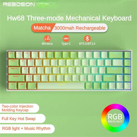 New READSON HW RGB Matcha G Wireless Bluetooth Three Mode Full Key Hot Swap RGB Red