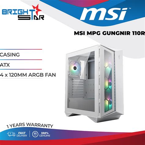 Pc Case Msi Mpg Gungnir 110r Atx 4 X 120mm Argb Fan White 1y Warranty Shopee Malaysia