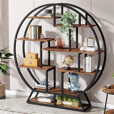 Tribesigns Bookshelf Round Bookshelves Etagere Bookcase Inch