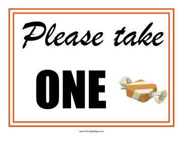 Printable Please Take One Sign