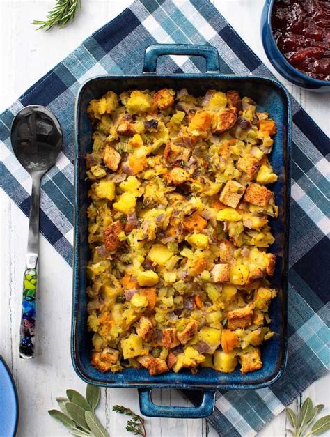 Traditional Potato And Bread Stuffing With A Sweet Potato Option