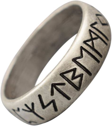 Amazon Anillo de runa vikinga con élder Futhark Runes Anillo