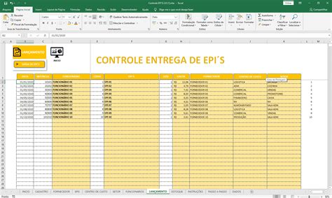 Planilha Controle De Epi Segurança Do Trabalho