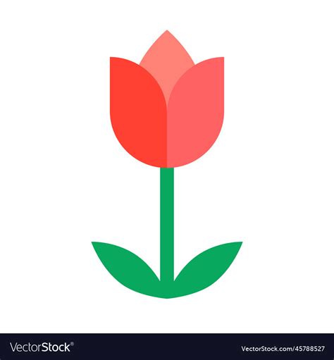 Flat Design Tulip Icon Or Red Flower Icon Vector Image