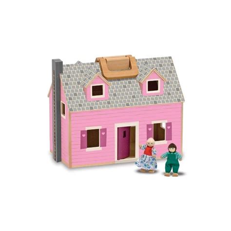 Melissa and Doug Fold and Go Wooden Dollhouse Set