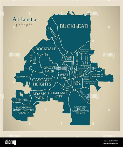 Imagen De Mapa De La Ciudad Moderna Ciudad De Atlanta De Los Estados