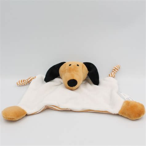 Doudou Plat Chien Marron Blanc Noir Ray Hema