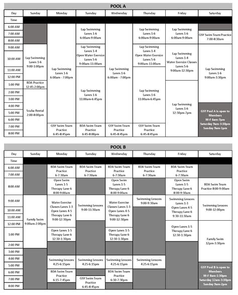 Pool Schedule – Greater Scranton YMCA