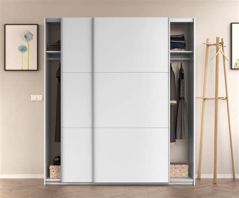 Arm 150cm Large 2 Door Sliding Wardrobe In White