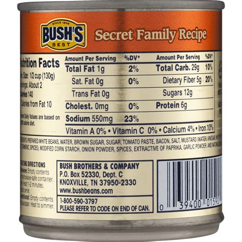 Bush S Homestyle Baked Beans Nutrition Facts - Bios Pics