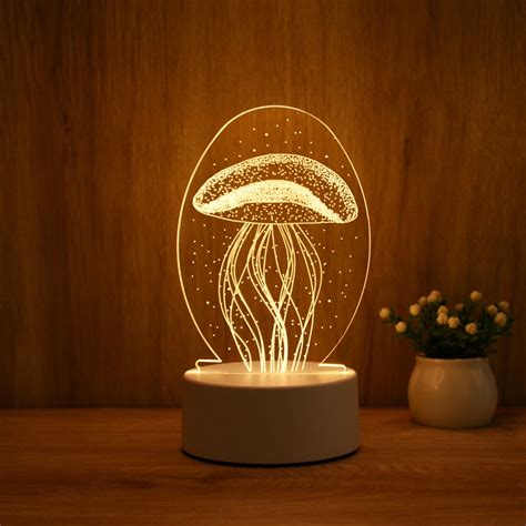 Lâmpada Noturna 3D Jellyfish usb design Quarto De Dormir Luz Nocturna