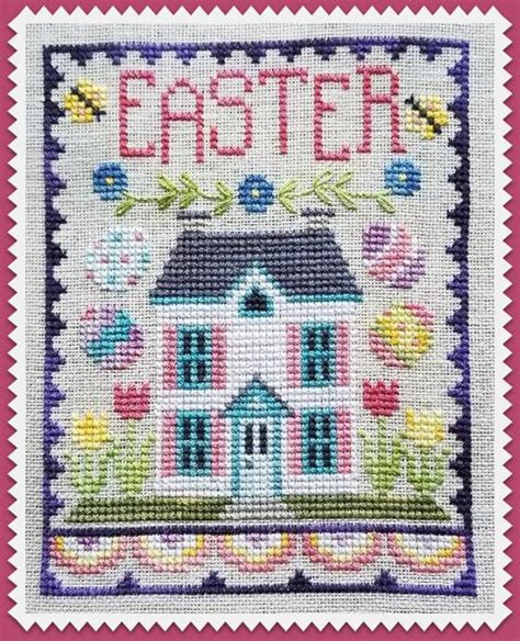 WAXING MOON DESIGNS Easter House Trio Counted Cross Stitch