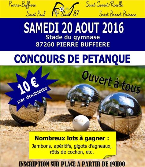 Actualit Concours De P Tanque Club Football Foot Sud Footeo