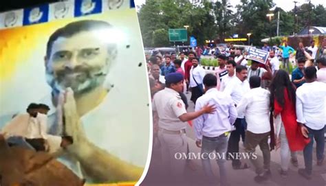 Bjp Congress Scuffle In Bhubaneswar Over Rahul Gandhis Violent Hindu