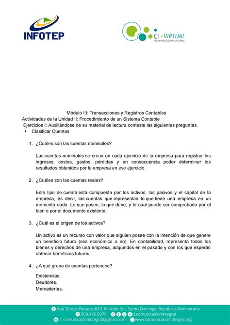 Actividad del Módulo III Unidad II Módulo III Transacciones y