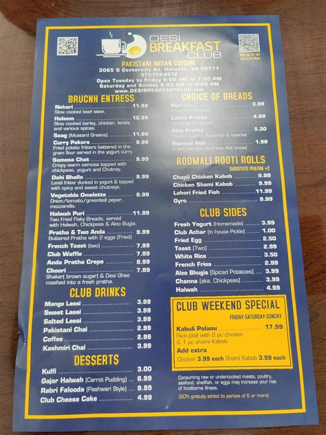 Menu At Desi Breakfast Club Herndon