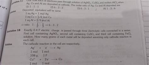 Ag Cu And Al Are Deposited At Cathode The Molar Ratio Of Ag Cu And Al De