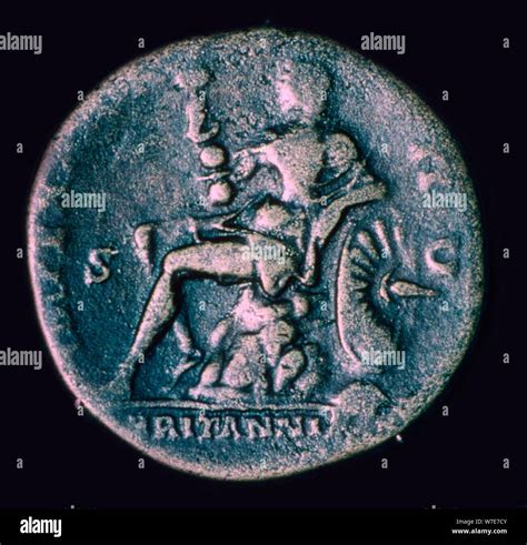 Image of Britannia on the reverse of a Roman coin. Artist: Unknown ...