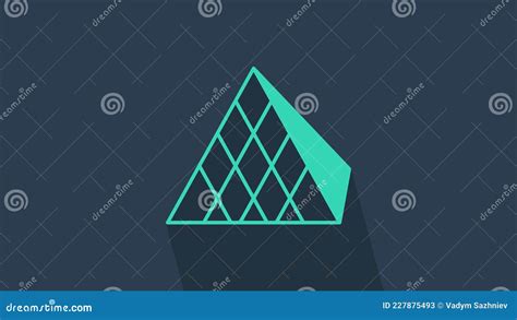 Ic Ne De La Pyramide De Verre Du Louvre Turquoise Isol E Sur Fond Bleu