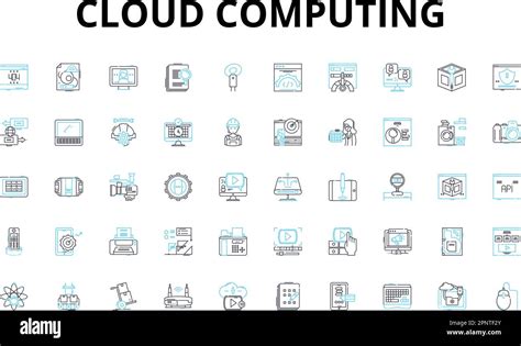 Cloud Computing Linear Icons Set Storage Computing Virtualization