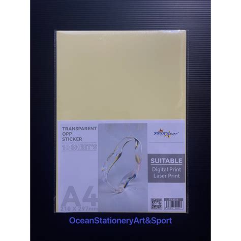 Twin Star Transparent Opp Sticker A4 10sheets Shopee Malaysia