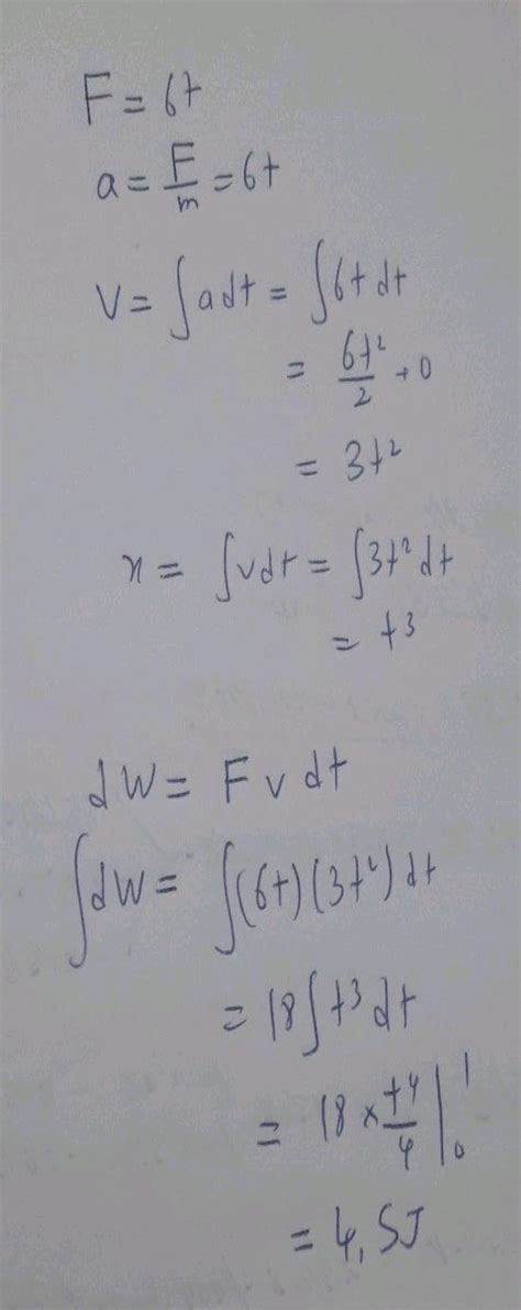 A Time Dependent Force F 6t Acts On A Particle Of Mass 1 Kg If The